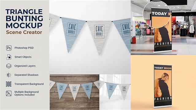 9498+ Bunting Mockup Digital Download