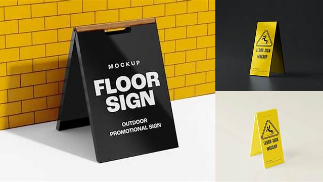 9518+ Floor Sign Mockup Easy Editable