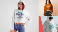 9564+ Crop Top Hoodie Mockup PSD Free Download