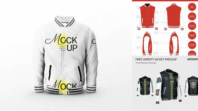 9605+ Varsity Jacket Mockup Template Editable and Customizable PSD