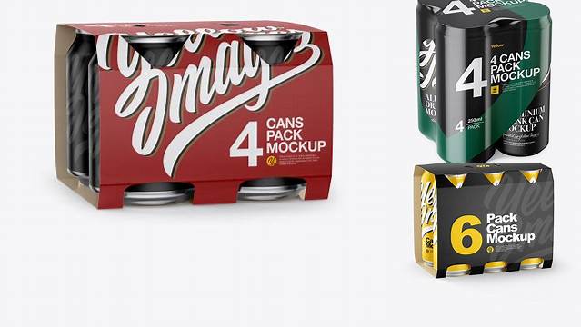 9626+ 4 Pack Can Mockup High-Resolution Graphic