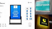 9626+ Mockup Neon Box Free Include TIFF