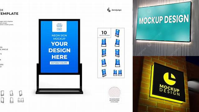 9626+ Mockup Neon Box Free Include TIFF