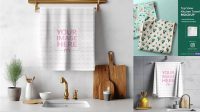 9691+ Kitchen Towel Mockup Free Customizable Design Files