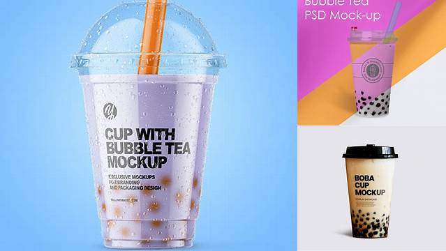 9769+ Mockup Cup Boba PSD Free Download