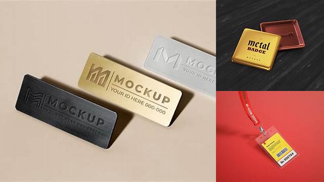 9823+ Metal Name Badge Mockup PSD Download