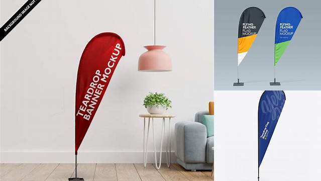 9857+ Teardrop Banner Mockup Easy Editable