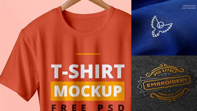 9877+ Embroidery T Shirt Mockup High-Resolution PSD Download