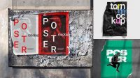 9947+ Ripped Poster Mockup Free Stylish Free PSD