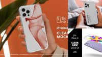 9996+ Iphone 12 Clear Case Mockup Creative Design Resource